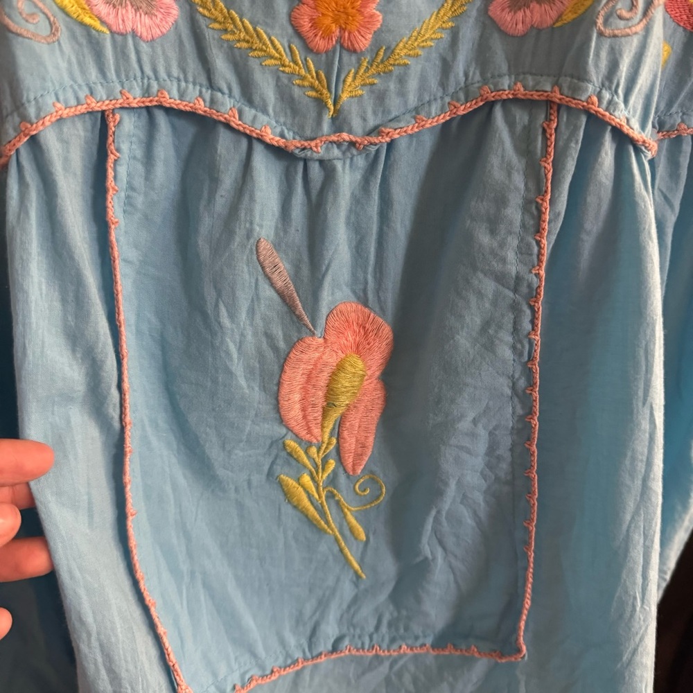 Sister Mary Annette Light Blue Floral Embroidered Top Size M - Picture 4 of 8